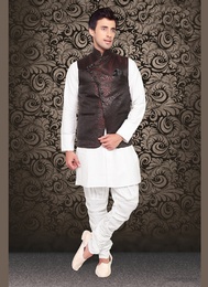 Dazzing Style Maroon Color Brocade Nehru Jacket