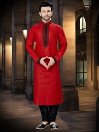 Online Red Embroidered Kurta For Party