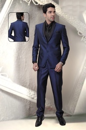 Royal Blue & Black Fashion Wedding Reception Suit