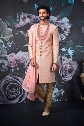 Designer Pastel Pink Wedding Sherwani