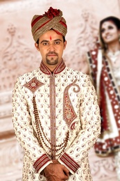White Wedding Dhoti Sherwani BL2037