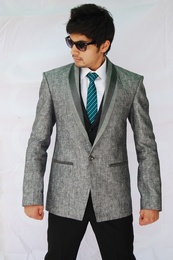 Shawl Lapel Grey Linen Blazer BL5059