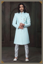 Classy Sky Blue Imported Fabric Indo Western
