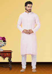 Lucknowi Chikankari Work Light Pink Kurta Pajama