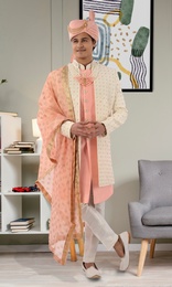 Heavy Georgette Silk Jacket Style Sherwani With Handwork
