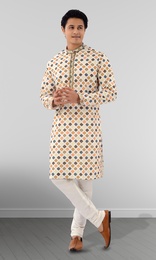 Digital Print With Sequins Work Cotton Silk Fabric Kurta Pajama