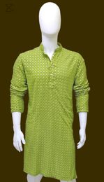 Gracious Green Mirror Work Kurta Set