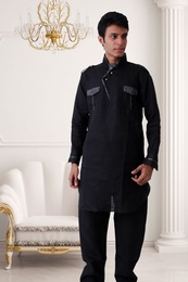 Splendid Black Pathani Suit BL4017