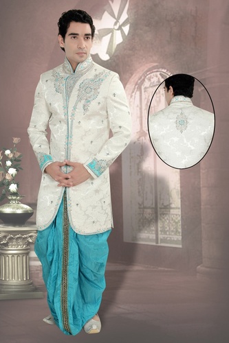 Engrossing White Color Indo Western Sherwani