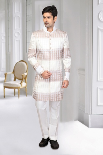 White & Brown Color Imported Indo Western Sherwani