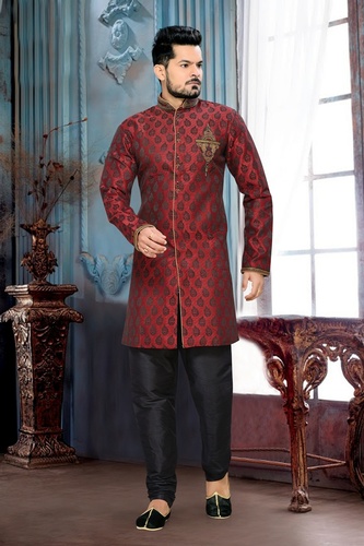 Flattering Your Look Mens Red Color Royal Sherwani