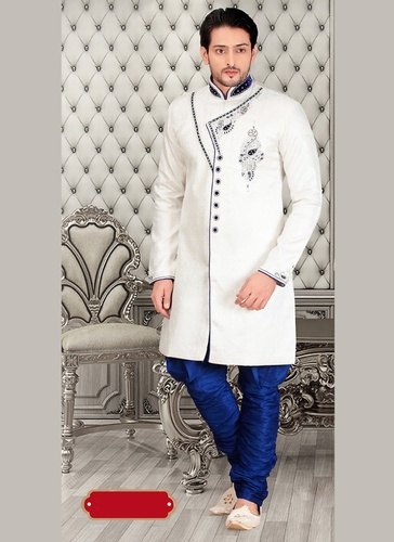 Ravish Look Mens White Color Royal Sherwani