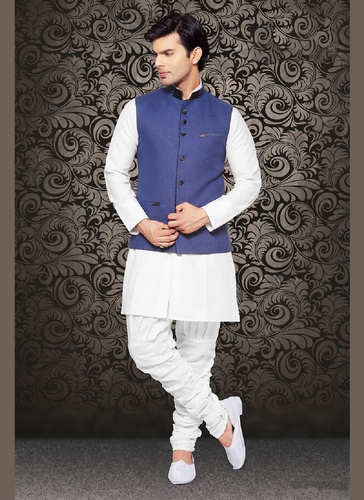 Extra Ordinarry Look Blue Color Linen Nehru Jacket