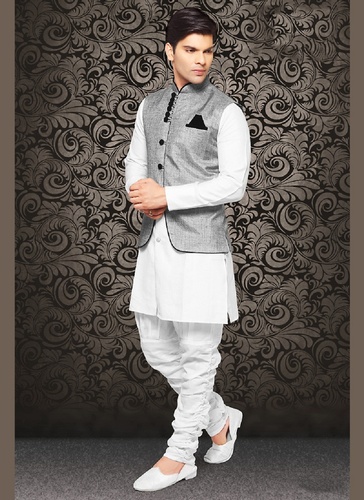 Admirable Grey Color Linen Nehru Jacket