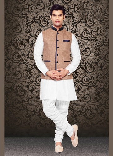 Delicate Designer Brown Color Linen Nehru Jacket