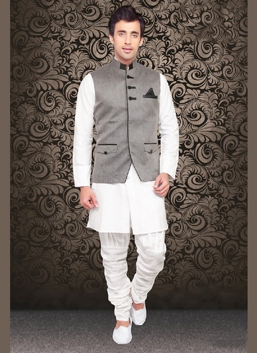 Awaresome attractive looking Grey Color Linen Nehru Jacket