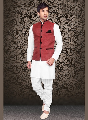 Kalamkari Maroon Color Jute Nehru Jacket