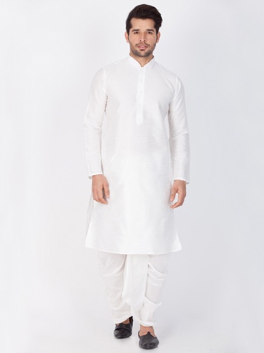 Online Readymade White Cotton Kurta Dhoti