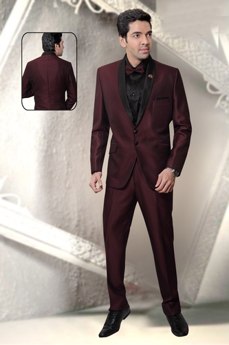 Maroon & Black Combination Wedding Reception Suit