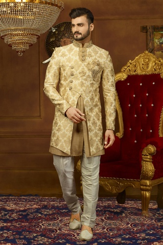 Perfectly Look Jaqurd Silk Indo Western Sherwani