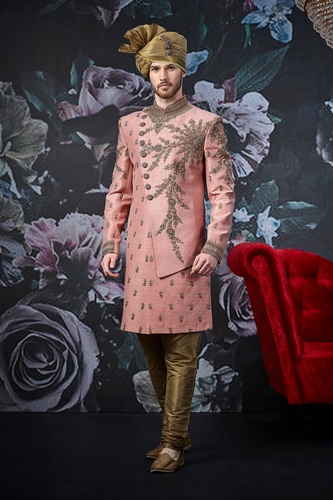 Designer Dark Pink Wedding Sherwani