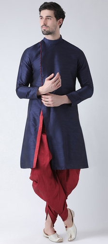 Classically Design Ethnic Look Blue Kurta With Dhoti