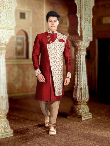 Royal Look Maroon Indo Western Sherwani