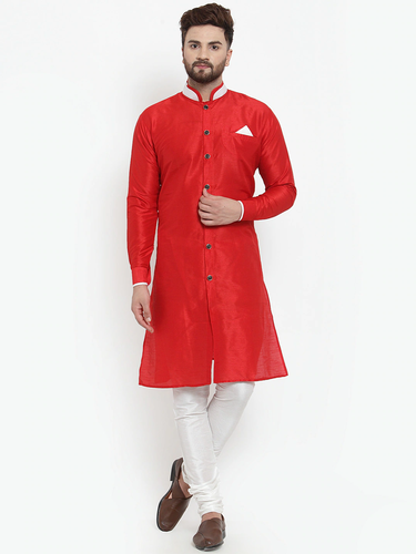 Banarasi Silk Red Kurta Pyjama