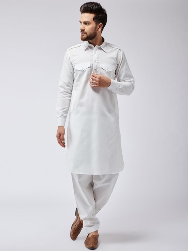 Simple Look Cotton White Pathani For Men