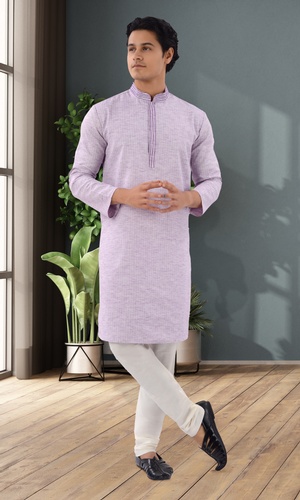 Lavender Color Soft Cotton Fabric Kurta Pajama