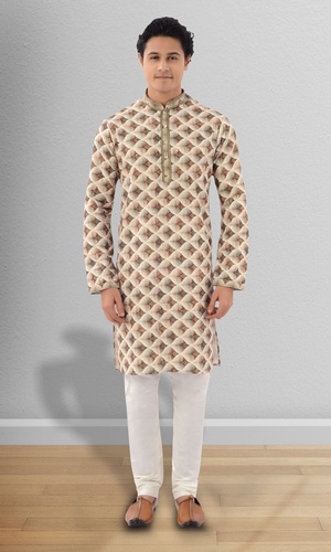 Cotton Silk Fabric Kurta With Sequins And Thread Work