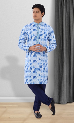 Cool Blue Design Kurta Pajama With Thread Work