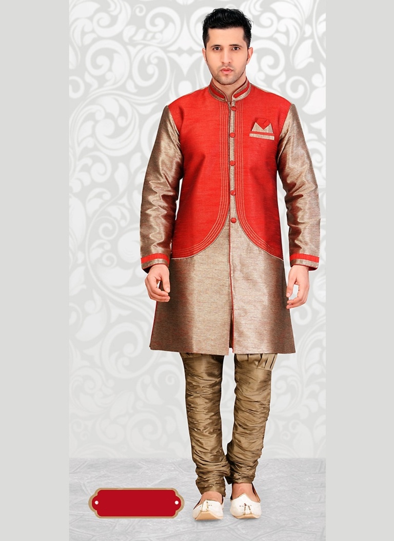 Fabulous Red Color Indo Western Sherwani