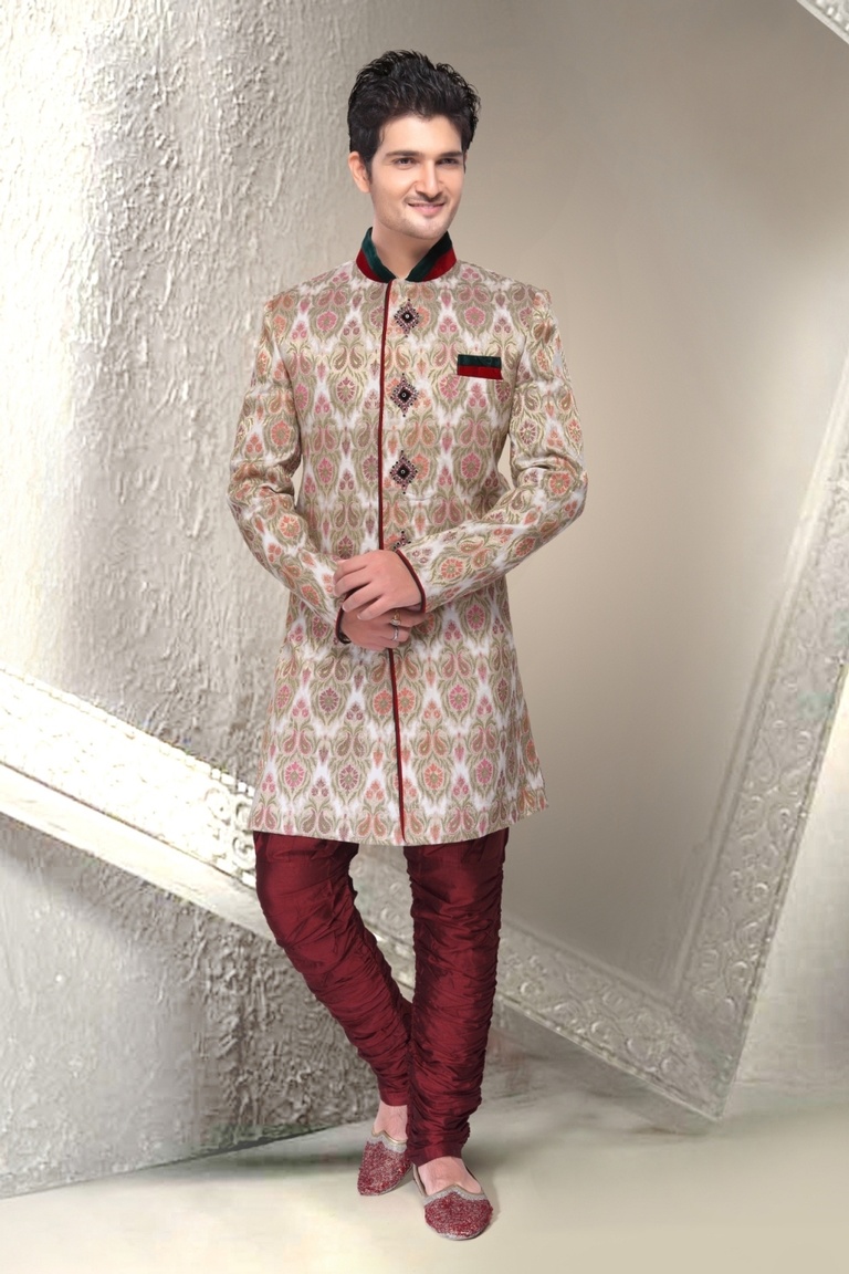 Rich Look White Color Indo Western Sherwani