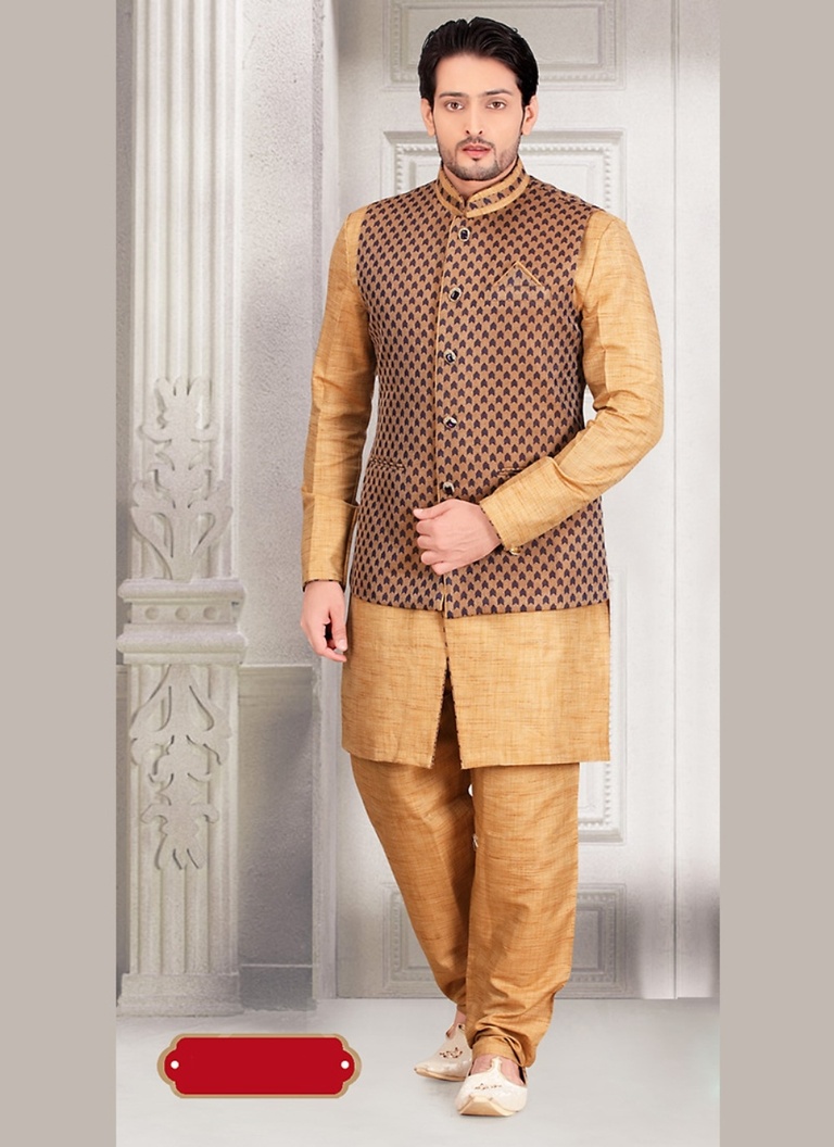 Impressive Look Brown Color Indo Western Sherwani