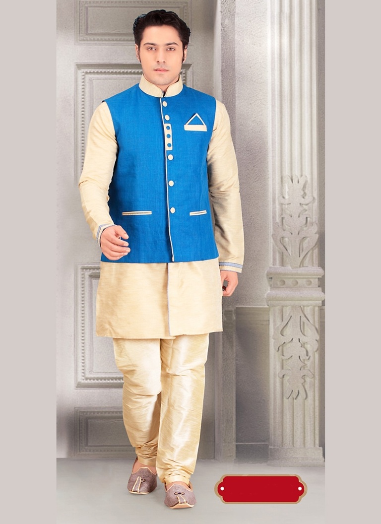live in Style Beige Color Indo Western Sherwani