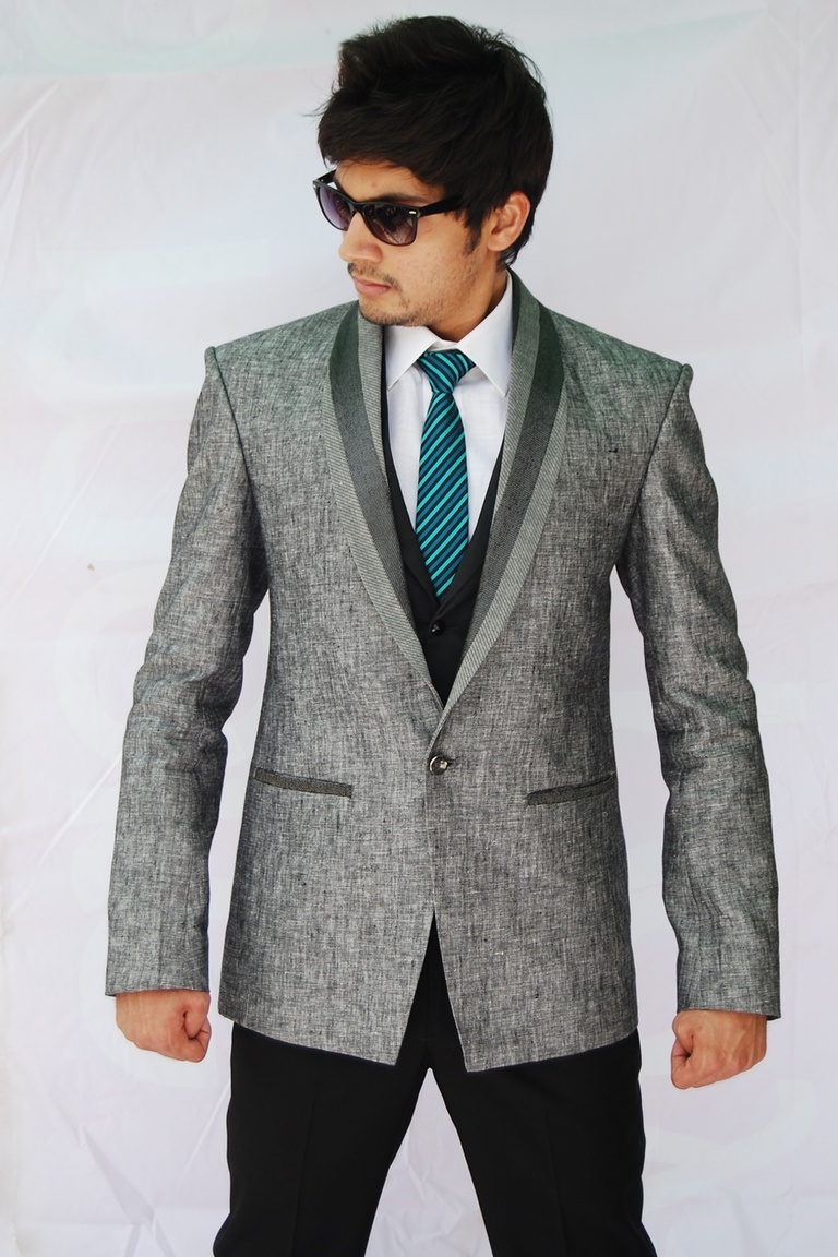 Shawl Lapel Linen Wedding Suit BL3026