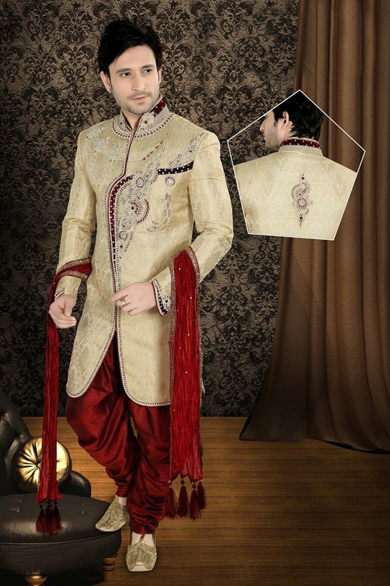 Stupefying Mens Brown Color Wedding Royal Sherwani