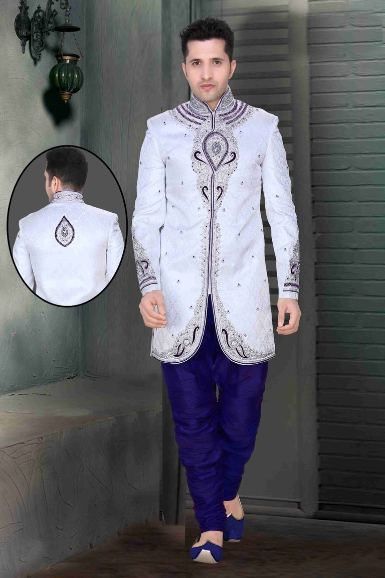 Prince Look White Color Royal Sherwani For Wedding