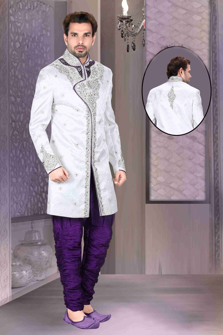 Mens White Color Royal Sherwani For Special Occasion