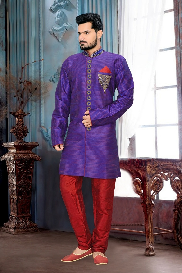 Ravishing Purple Color Royal Sherwani For Wedding