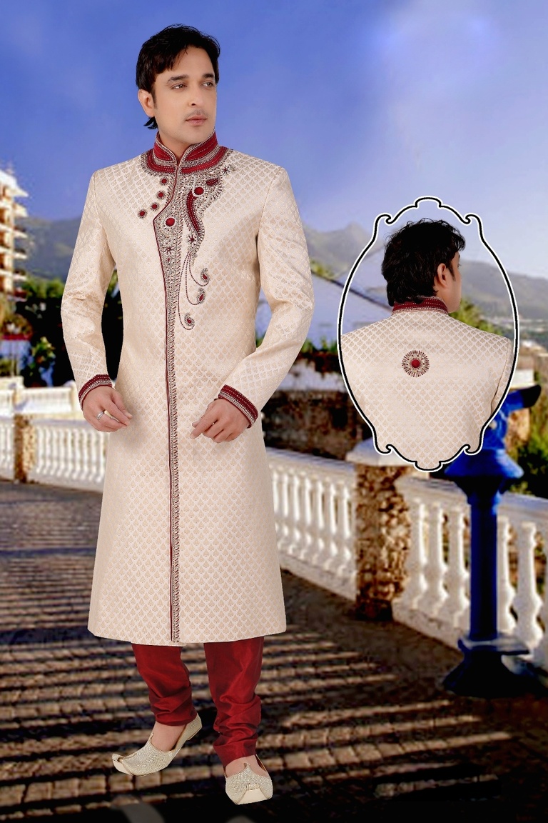 Extra Vegent Lookbeige Color Royal Sherwani For Wedding