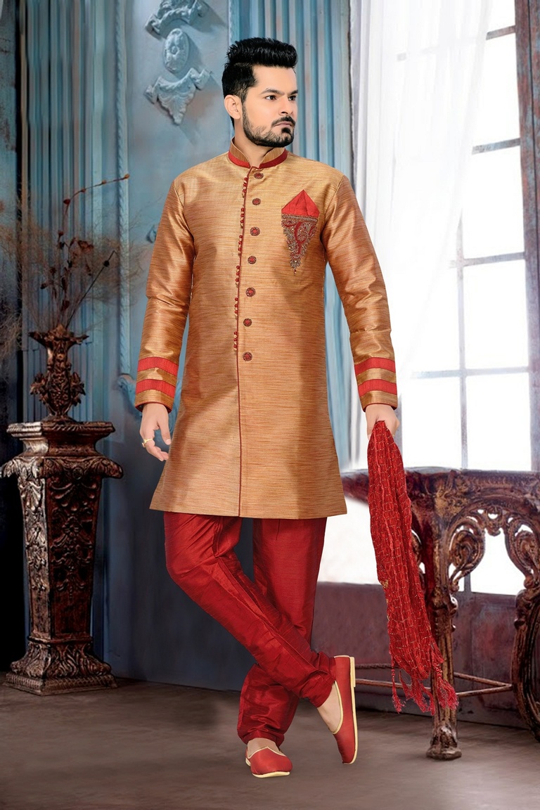 Urban Ethnic Lookbrown Color Royal Sherwani For Wedding