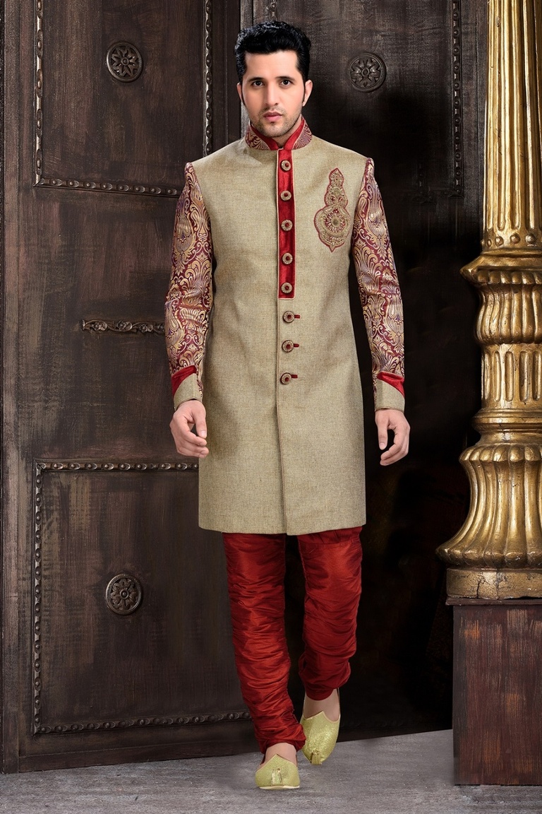 Enhance Your Look With Attractive Lookbrown Color Royal Sherwani