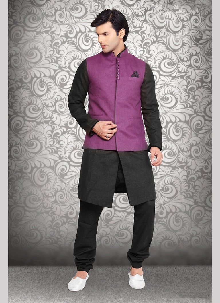 Fuchsia Color Linen Nehru Jacket
