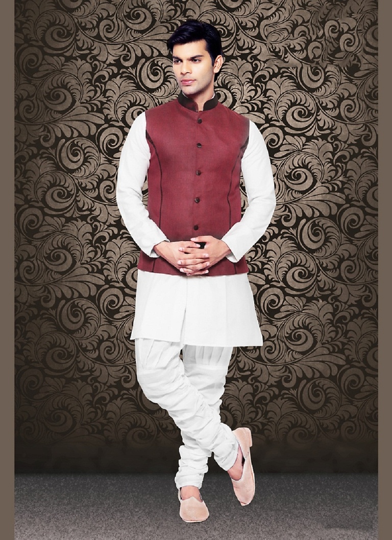 Royal And Rich Maroon Color Linen Nehru Jacket