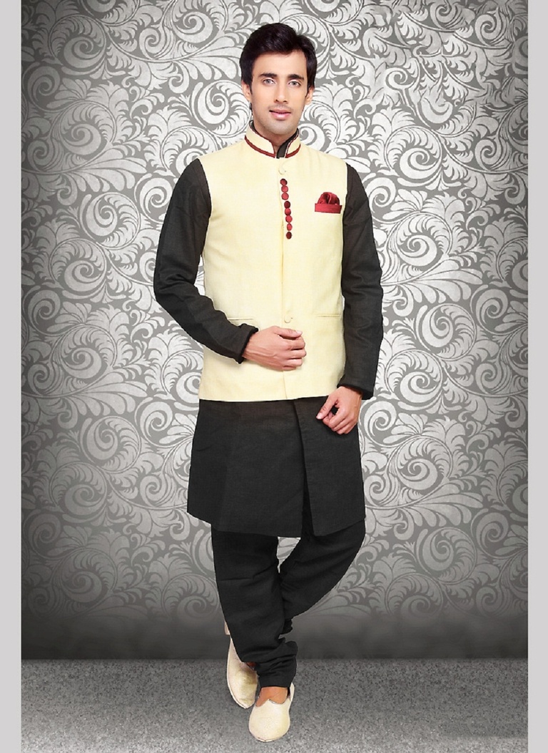 Flatter Your Look Yellow Color Linen Nehru Jacket