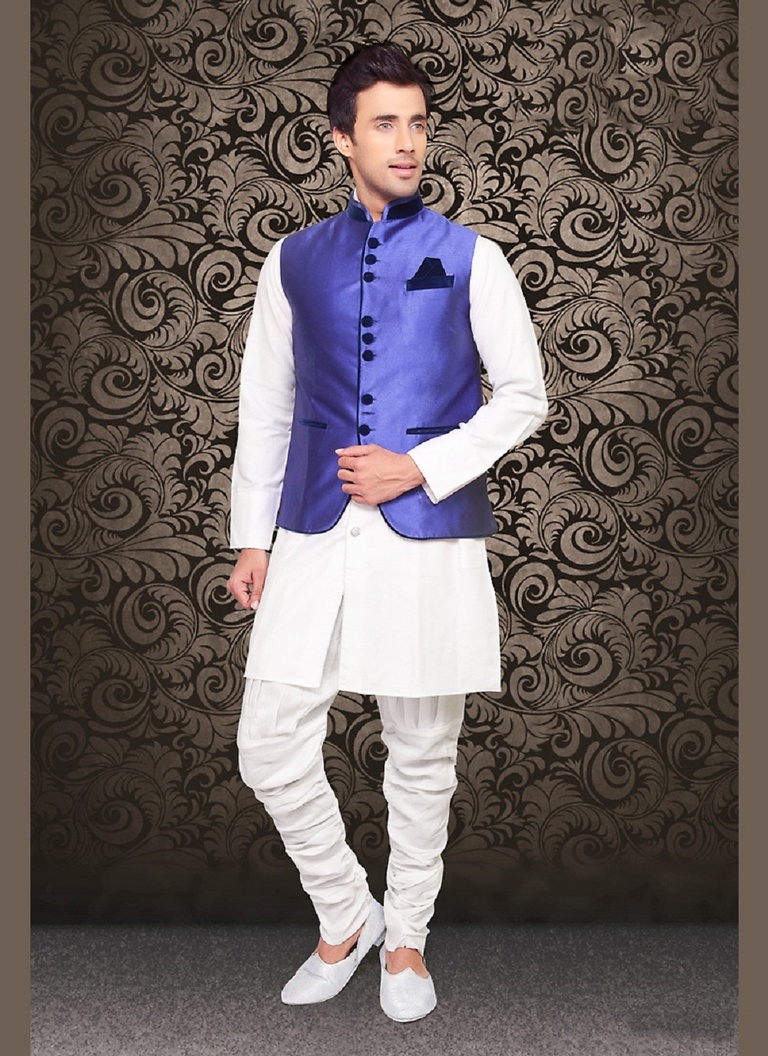 Royal And Rich look Blue Color Imported Nehru Jacket