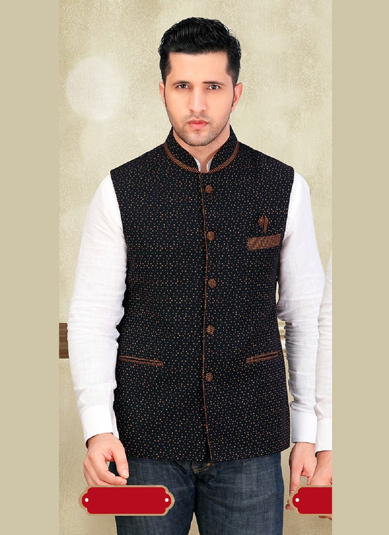 Trendy Traditionally Blue Color Imported Nehru Jacket