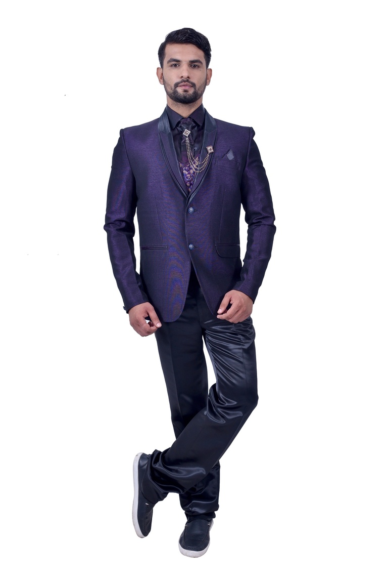 Purple And Black Italian Fabric Suit